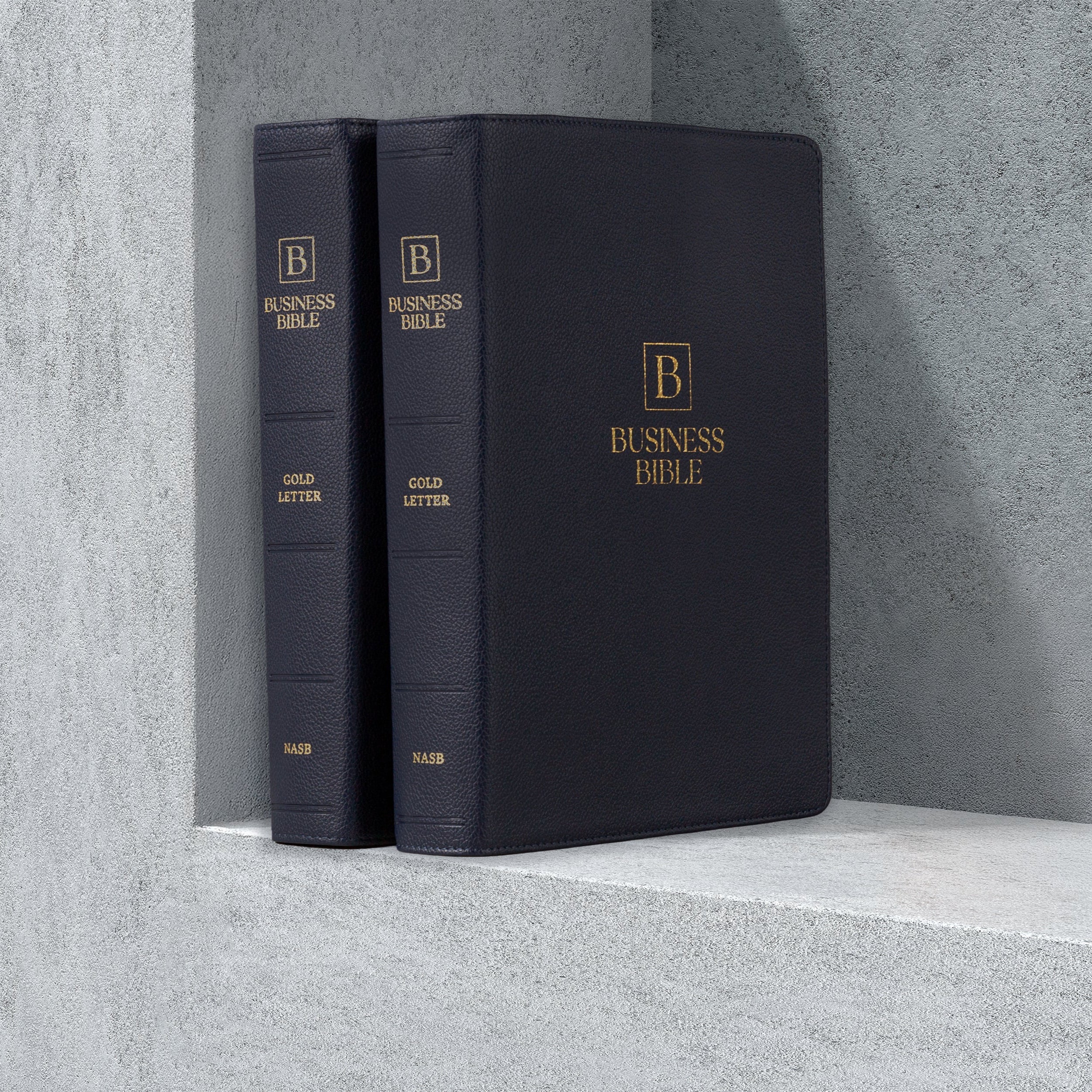Bible with gold lettering on the cover, titled 'BUSINESS BIBLE'